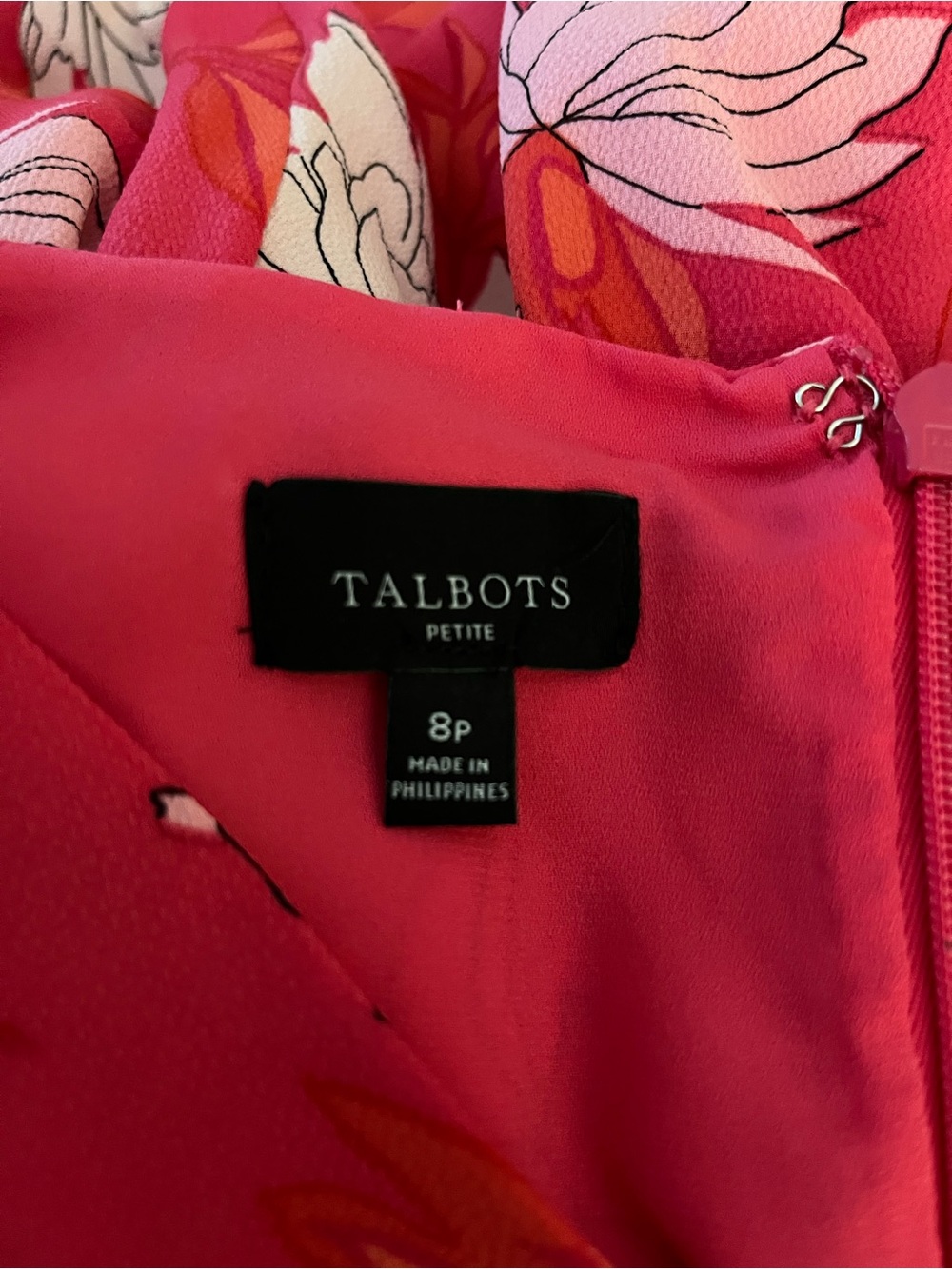Talbots Floral Sheath Midi Dress Size 8 Petite Pink Belted Career Floral Dress - Picture 7 of 8